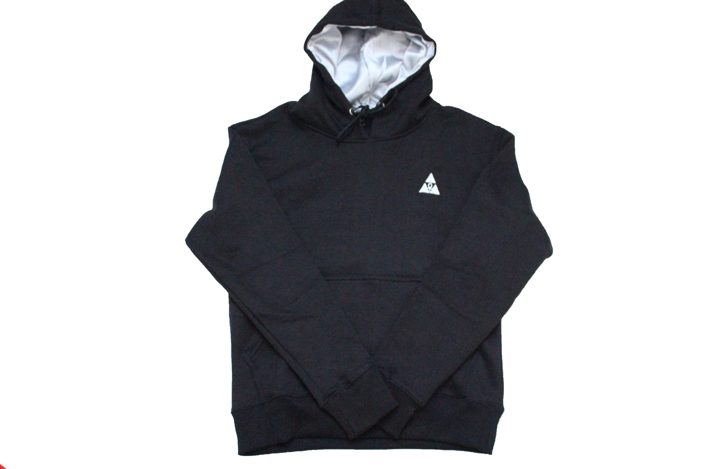 Unisex Black Hoodie with Gray Satin Lined Hood