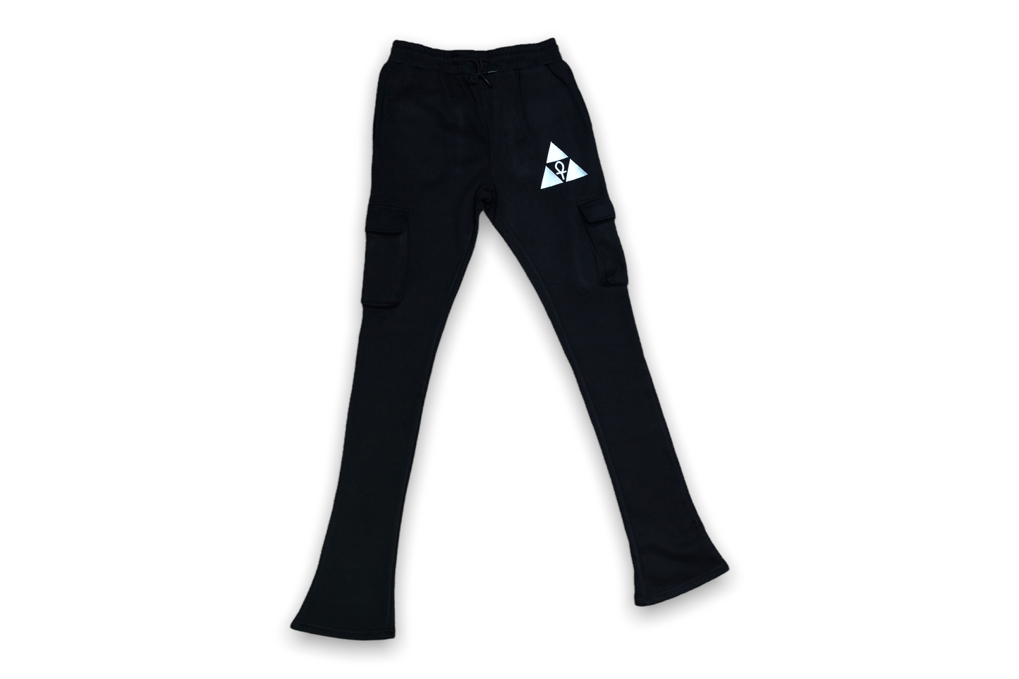 Black Mega Stacked Sweat Pants