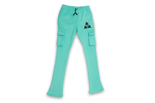 Teal Mega Stacked Sweat Pants