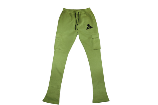 Green Mega Stacked Sweat Pants