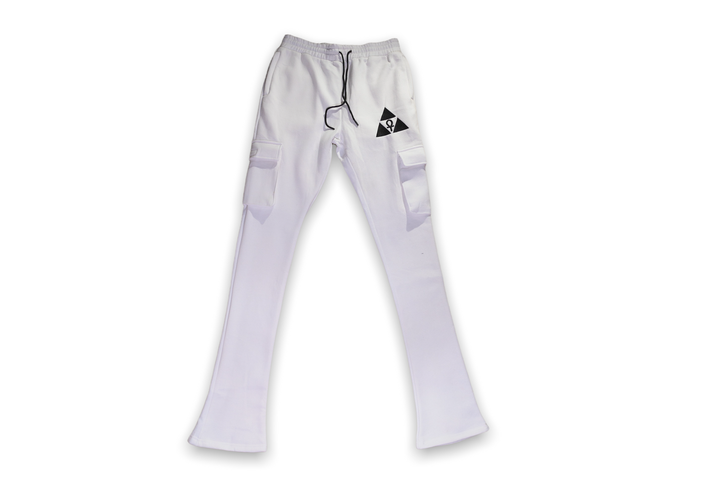 White Mega Stacked Sweat Pants