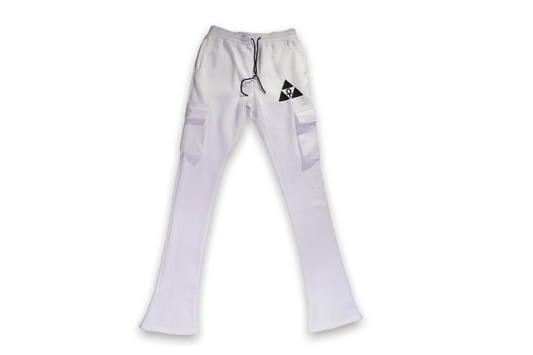 White Mega Stacked Sweat Pants