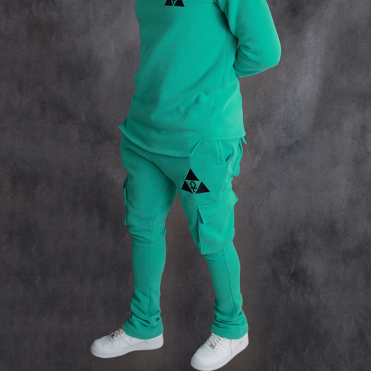 Teal Mega Stacked Sweat Pants