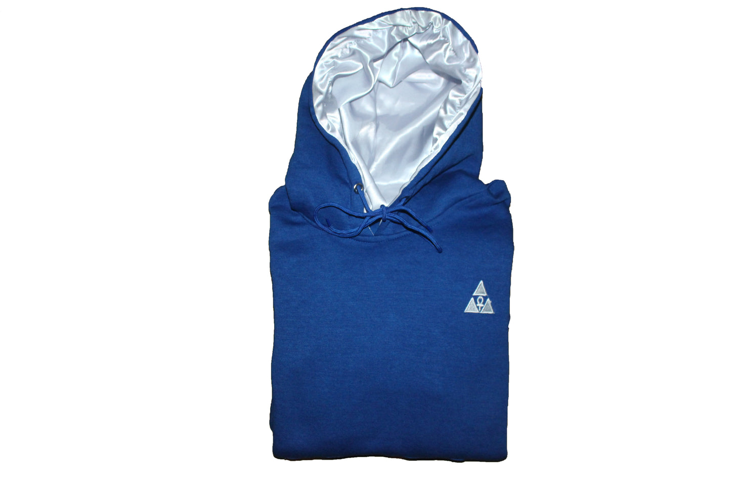 Extended Royal Blue Hoodie with White Satin Lined Hoods