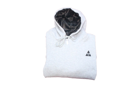 Unisex Gray Hoodie with Black Satin Lined Hoods